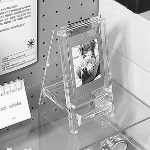 透明告示牌谷美亚克力卡片展示架细闪插卡立牌diy3寸小卡收纳卡套