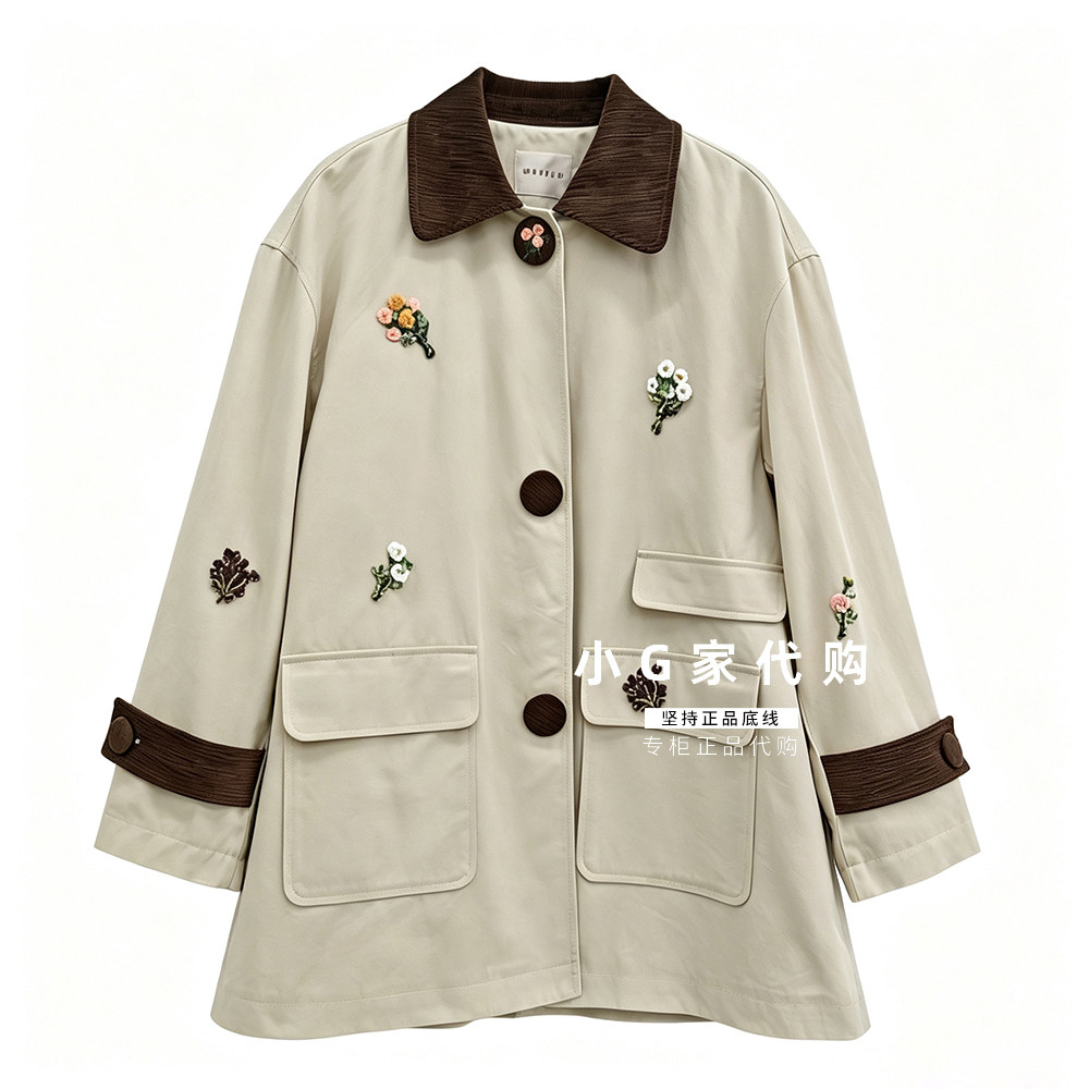 芭依璐2026秋季专柜正品国内代购663F6372中长风衣大衣1199元
