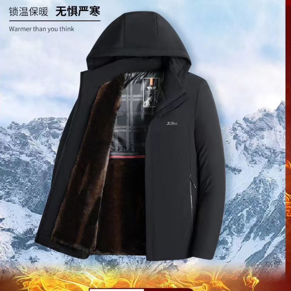 中老年加厚棉袄派克服男