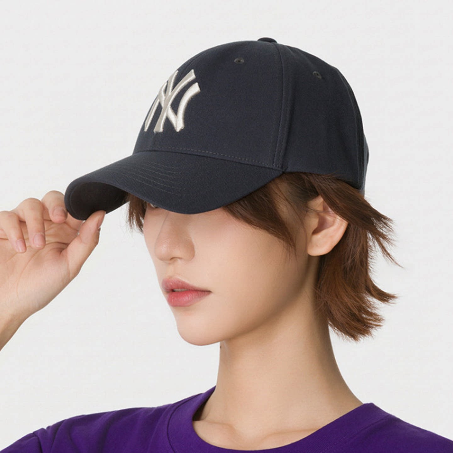 韩国MLB帽子NY硬顶大帽檐可调节棒球帽国内专柜鸭舌帽运动帽防晒