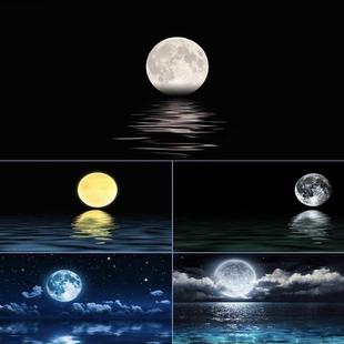 高清定制月球壁纸鱼缸背景纸贴画贴纸水族箱自粘月亮造景装 饰外贴