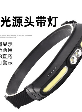 2023新款type-c充电头灯双光源夜跑头戴式户外COB照明登山露营灯