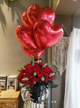 网红新款爱心红色99朵红粉玫瑰礼盒宁波鲜花店同城速递花束送老婆