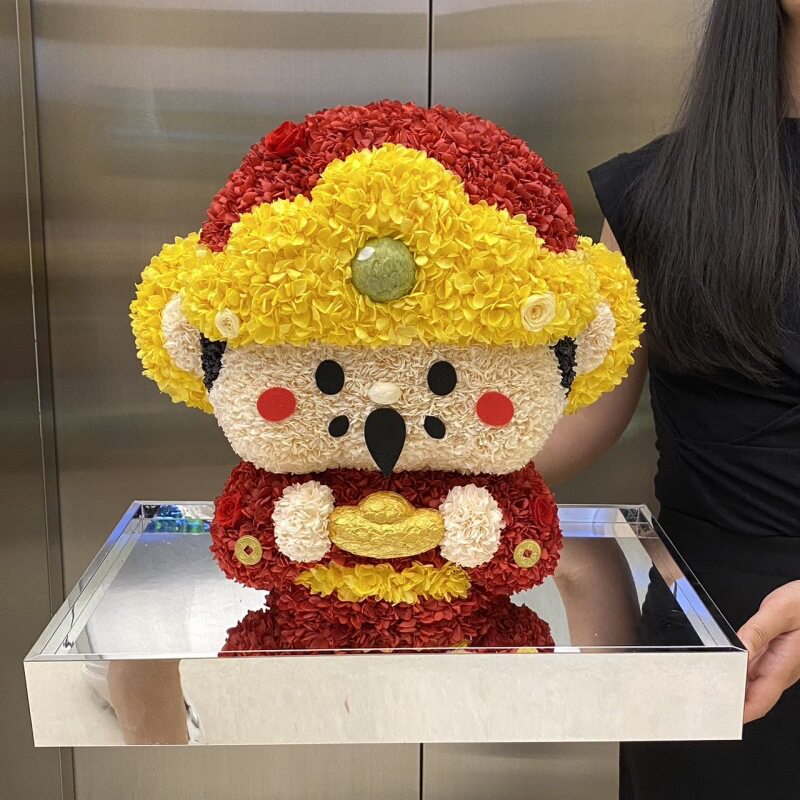 厂家直发财神爷永生花亚克力真花花坛/花箱