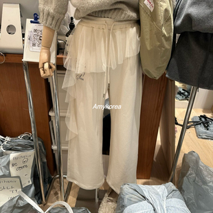 BY CHAPTER Amy韩代 25fw 东大门 拼纱休闲卫裤长裤 加绒纯色百搭