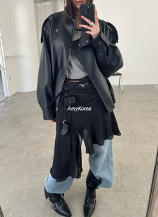 novus Amy韩代 26早春 东大门 时尚立领 皮衣夹克短外套