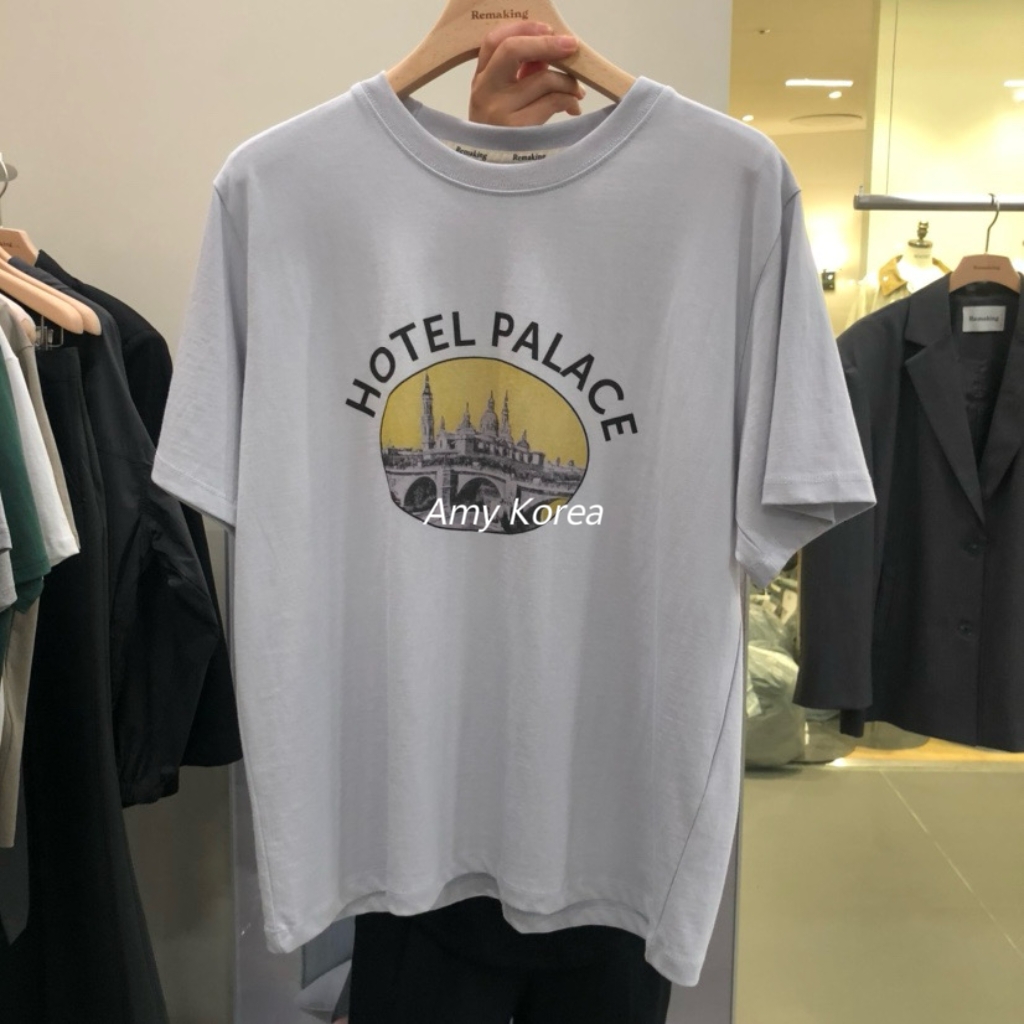 remaking Amy韩代 25fw  东大门 英文建筑图案  短袖t恤 百搭new