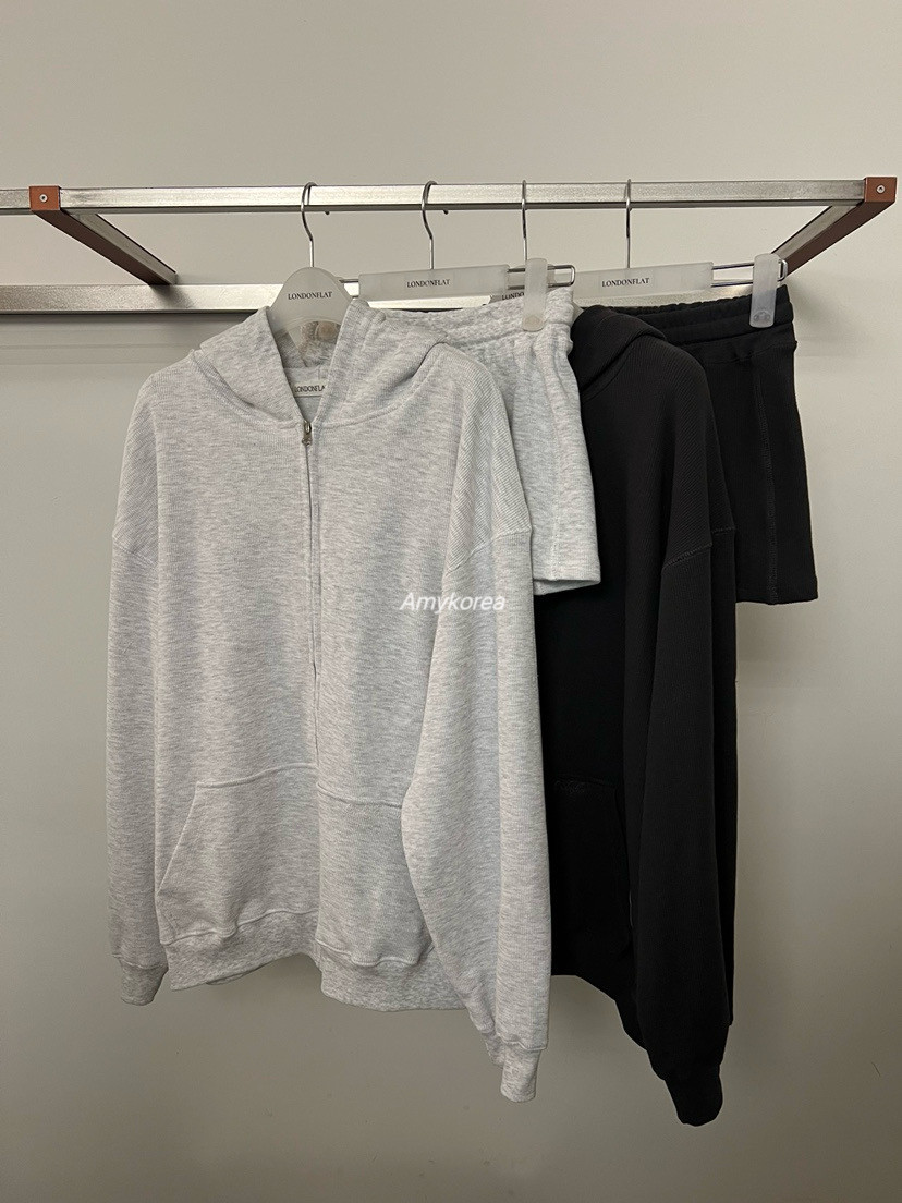 london flat Amy韩代 26春夏 东大门 纯色连帽卫衣+短裤套装 休闲