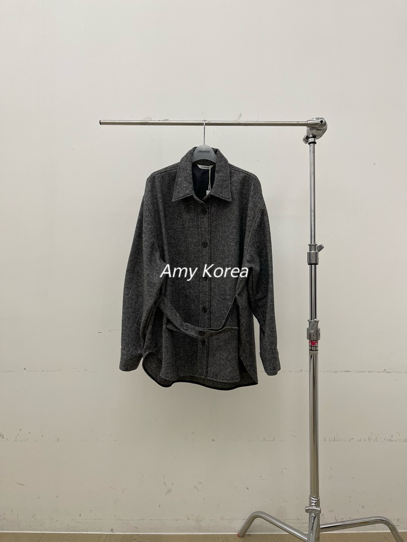 ATMOSPHERE Amy韩代 25fw 东大门 气质毛呢 系腰带衬衫外套大衣
