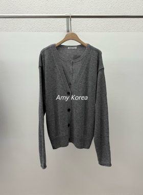 ROMANTICIZE Amy韩代 25fw 东大门 纯色 长袖针织开衫 假两件套