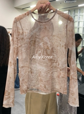 remaking Amy韩代 25早秋 东大门 洋气 花纹网纱长袖t 打底t恤