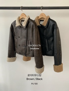 UNDERSON Amy韩代 25fw 东大门 仿羊羔皮毛一体 短外套