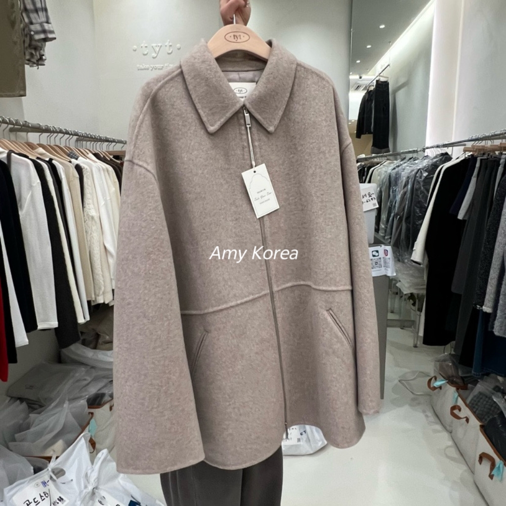 TYT Amy韩代 25fw 东大门 纯色中长款 拉链 羊绒大衣 气质百搭