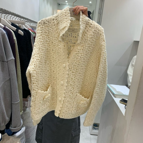 asome Amy韩代 26fw 东大门 镂空小香 针织开衫 毛衣外套 宽松