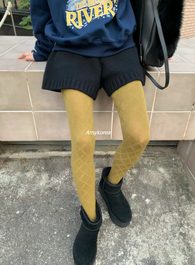 Tempting Amy韩代 韩国韩大门25秋冬 菱格纹连裤袜打底裤百搭纯色