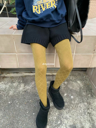 Tempting Amy韩代 韩国韩大门25秋冬 菱格纹连裤袜打底裤百搭纯色