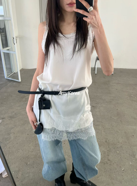 novus Amy韩代 26早春 东大门 洋气蕾丝花边 吊带连衣裙 纯色百搭