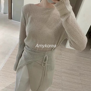 现 凉仔同款韩国东大门代购24秋季新款 纯色毛针织衫轻薄百搭