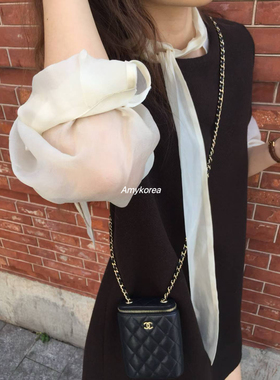 OVERTAKE Amy韩代 25fw 东大门 飘带领微透 长袖衬衫气质百搭纯色