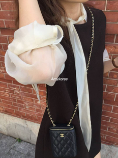 OVERTAKE Amy韩代 25fw 东大门 飘带领微透 长袖衬衫气质百搭纯色