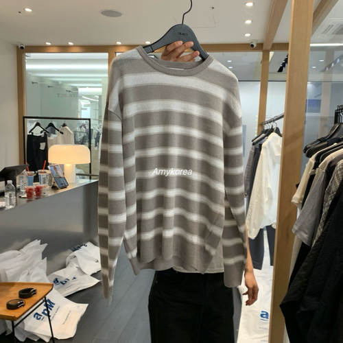object Amy韩代 26春夏 东大门 洋气条纹 亚麻混 针织衫圆领百搭