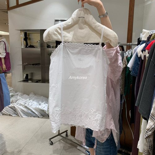 tempting Amy韩代 26春夏 东大门 蕾丝刺绣 吊带背心 洋气纯色