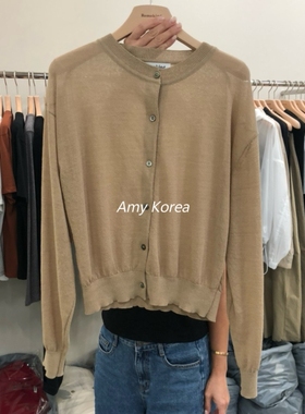 remaking Amy韩代 25fw 东大门 纯色圆领 针织开衫 棉麻 百搭简约