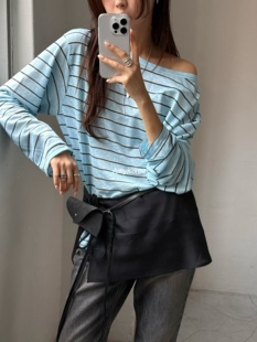 东大门 26早春 条纹圆领 长袖 洋气百搭宽松 better t恤 Amy韩代