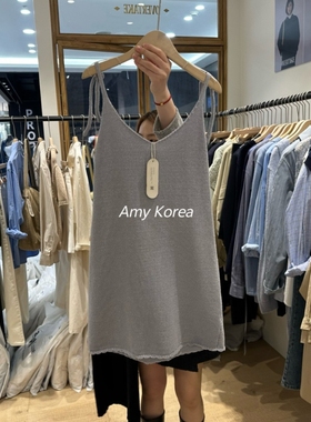 现～OVERTAKE Amy韩代 25ss 东大门 洋气系带 纯色针织连衣裙