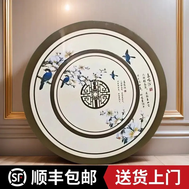 304特厚全不锈钢内置转盘折叠圆桌3D彩色图案一体家用商用饭桌子,住宅家具,不锈钢/PVC餐桌,淘宝优惠券,粉丝福利购,淘宝优惠卷