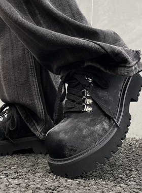 2025新款德比鞋废土风复古休闲男鞋子春秋冬季皮鞋增高厚底马丁靴