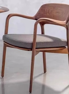 意大利Ella Chairs Porada设计师实木单人椅黑胡桃休闲沙发椅餐椅