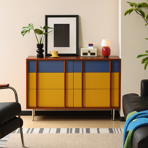 小万黄杨木中古拼色撞色六斗柜