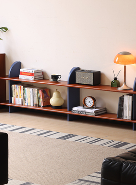 小万家具/北欧包豪斯实木上墙落地中古收纳成列架客厅靠墙电视柜