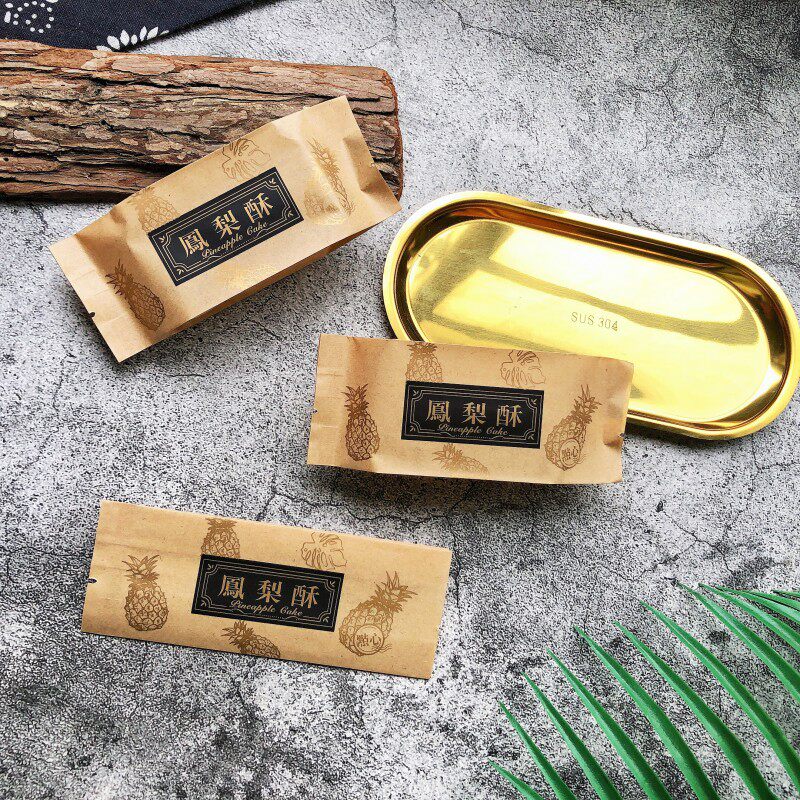新款黑金款凤梨酥包装袋开运酥牛皮纸袋台湾菠萝糕点包装袋烘焙纸