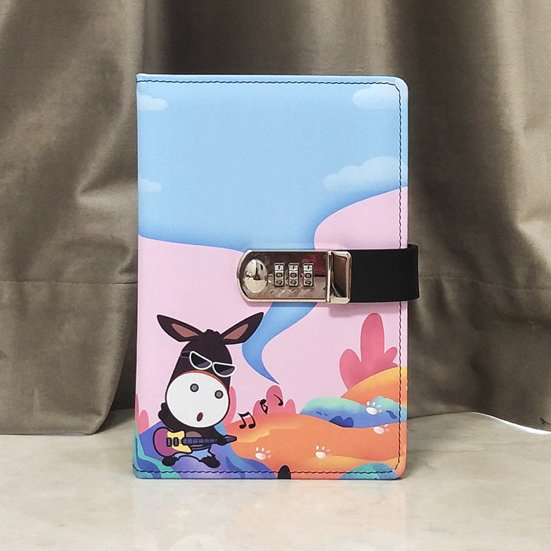 小学生密码本儿童笔记本带锁日记本创意文艺加密指纹密码锁记事本
