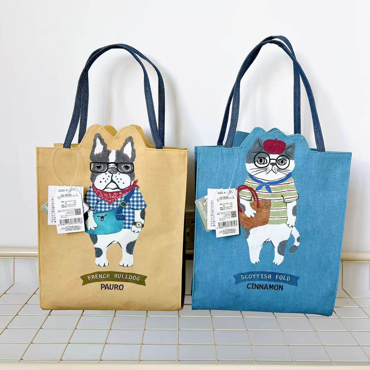 日本Kusuguru正品刺绣猫咪法斗手提包手拎包补习包逛街购物包9036,箱包皮具/热销女包/男包,时尚帆布包,淘宝优惠券,粉丝福利购,淘宝优惠卷