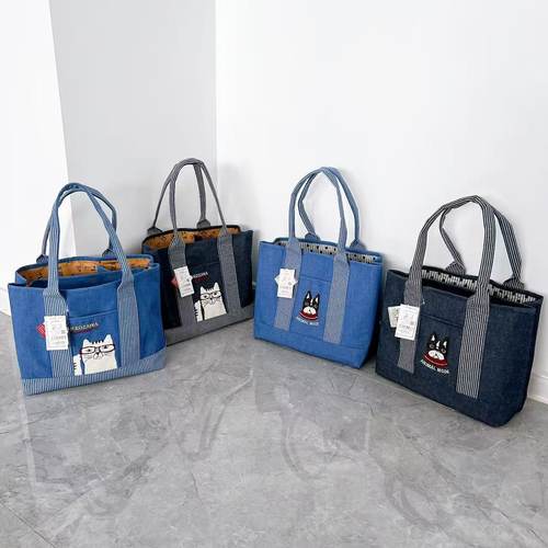 大号双根10019L手拎日韩牛仔隔层