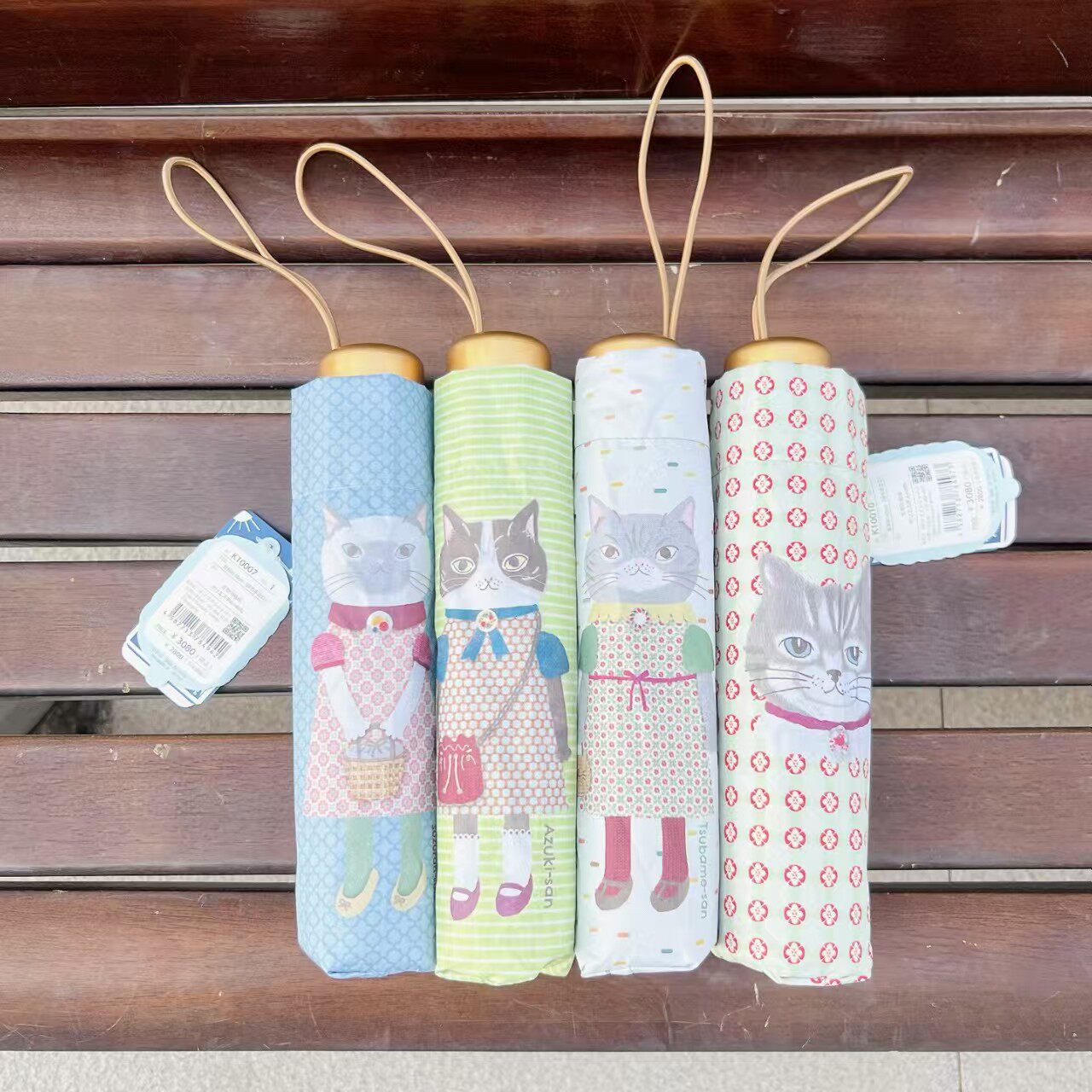 日本Kusuguru蜜豆公主猫咪印花雨伞晴雨兼用防UV太阳伞防泼10007