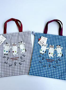 Kusuguru正品刺绣眼镜猫手提包手拎包补习包抽绳包帆布袋9006
