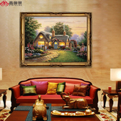 欧式 饰画托马斯庄园花园 手绘风景油画客厅玄关餐厅壁炉家居别墅装