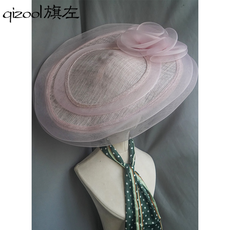 礼帽麻纱英伦立体花朵