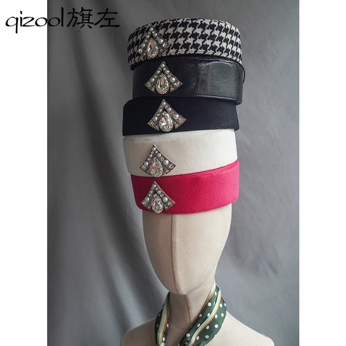 药盒帽日常复古女秋冬毛毛