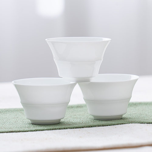 透光超薄胎潮州骨瓷功夫茶杯潮汕喝茶竹节小茶碗品茗杯陶瓷茶具