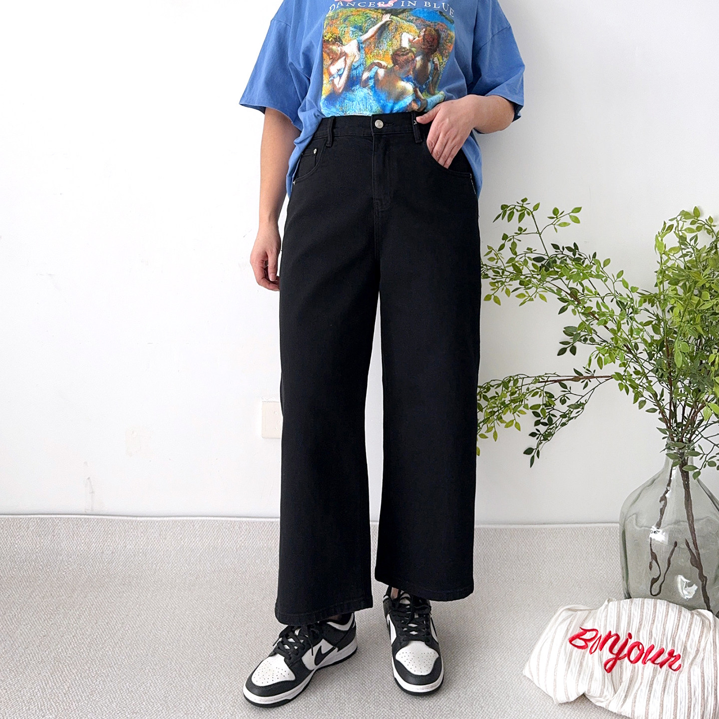 大码女装直筒牛仔裤女春季2026新款奶奶裤显瘦女裤胖mm黑色裤子