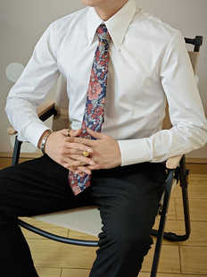 意式复古长尖纽扣领白衬衫 长风破浪王阳同款长袖纯棉免烫男衬衣