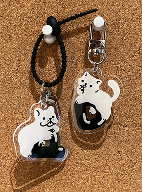 Sonia原创设计3周年主题钥匙扣猫咪法斗简约可爱包包挂坠情侣款
