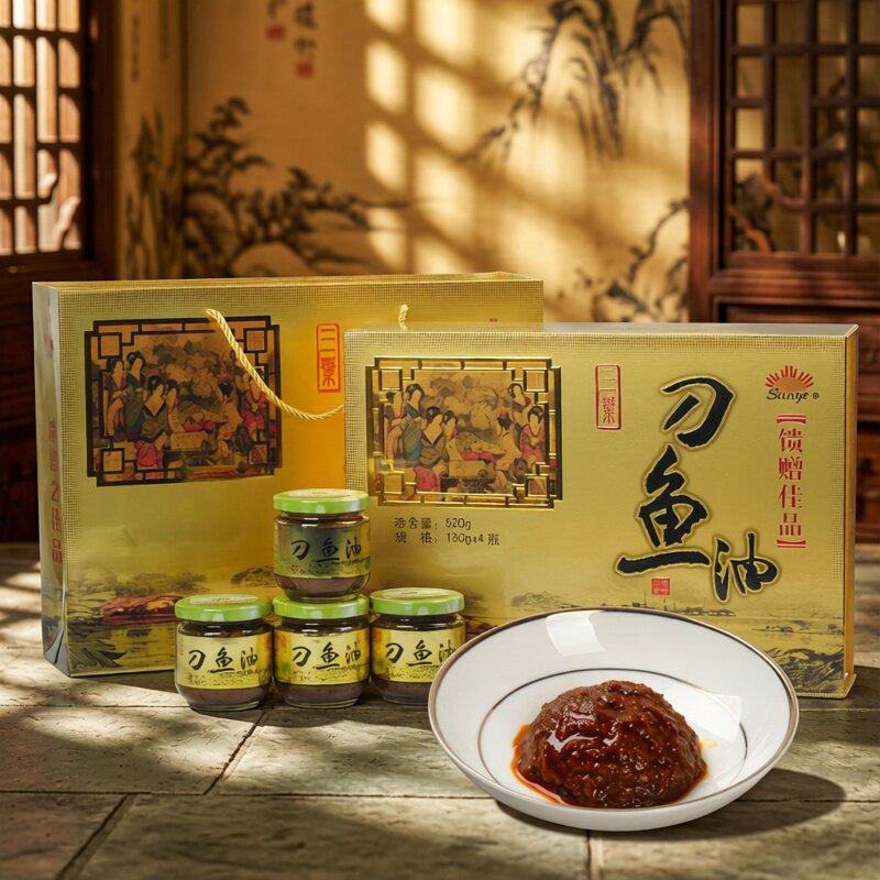 【下饭神器】三叶咸秧草刀鱼油礼盒130gx4瓶 海鲜鱼酱火锅调料