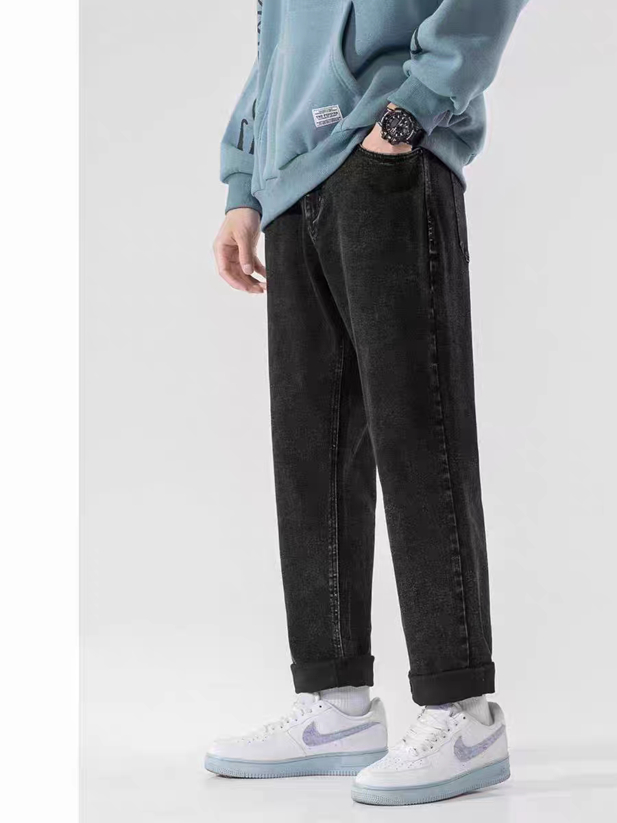 马克撤柜男士牛仔长裤微弹力黑色简约百搭洗水亲肤柔软舒适潮裤子