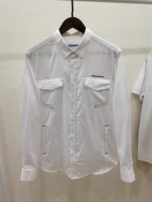 男士春夏长袖衬衫纯白色精梳棉柔软舒适缉明线高端大气有质感衬衣